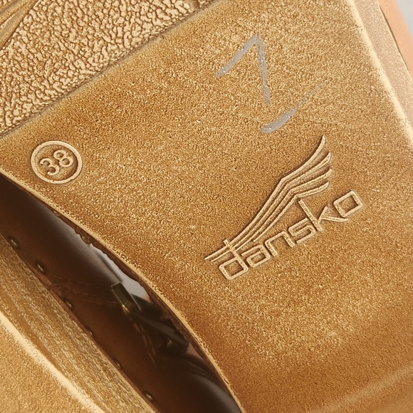 Dansko Ankle Boots 8 Tan Leather Shayna Clogs Scandinavian Boho Chunky New $190 - Picture 17 of 17